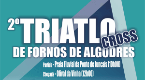 Cartaz do 2º Triatlo Cross de Fornos de Algodres com data e local de partida e chegada.