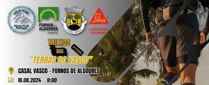 Corredor em atividade de trail running na serra com logos de organizações parceiras e informações do evento.